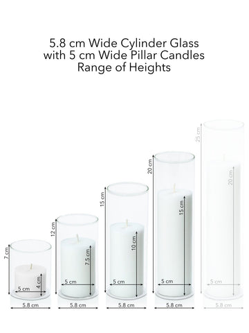 White 5cm Pillar in 5.8cm Glass Set - Sm Pack of 1