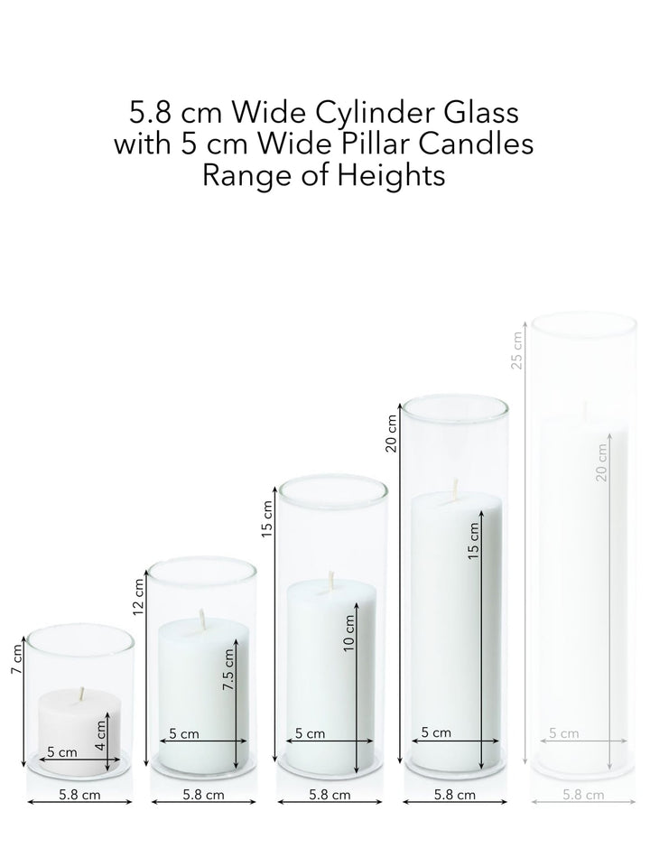 White 5cm Pillar in 5.8cm Glass Set - Sm Pack of 1
