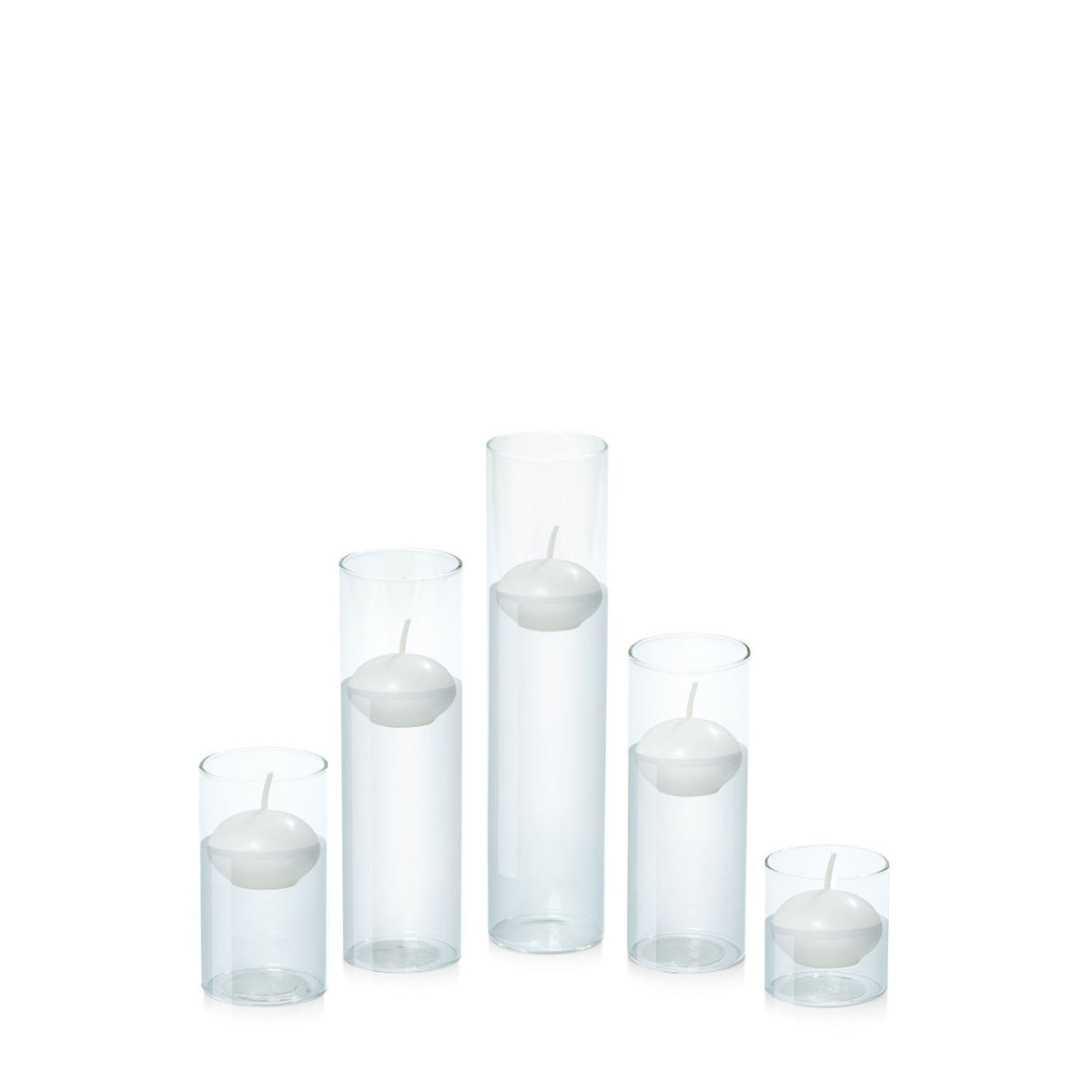White 4cm Event Floating Candle in 5.8cm Glass, Sm - Set of 6