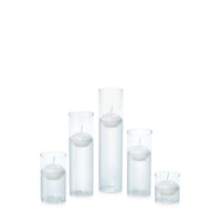 White 4cm Event Floating Candle in 5.8cm Glass, Sm - Set of 6
