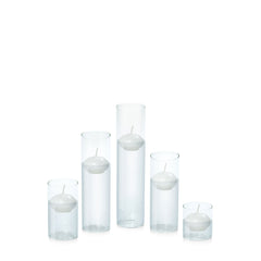 White 4cm Event Floating Candle in 5.8cm Glass, Sm - Set of 6