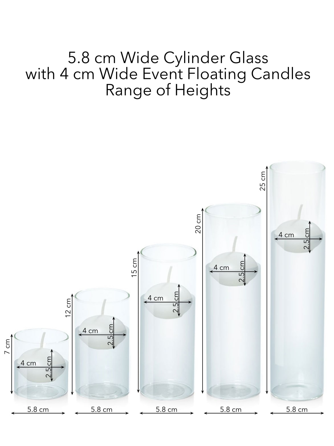 White 4cm Event Floating Candle in 5.8cm Glass Set - Sm Pack of 1