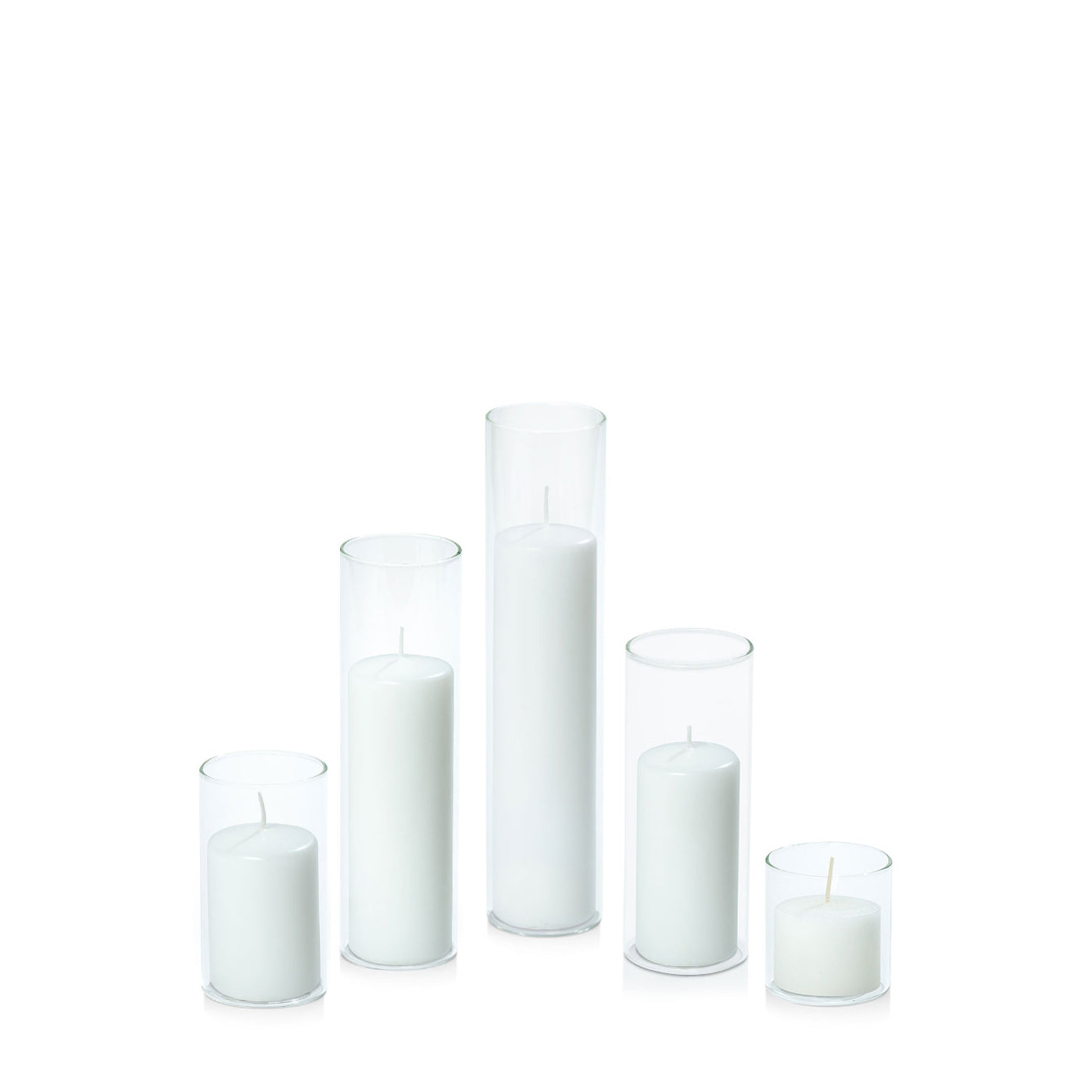 White 5cm Event Pillar in 5.8cm Glass Set - Sm Pack of 1