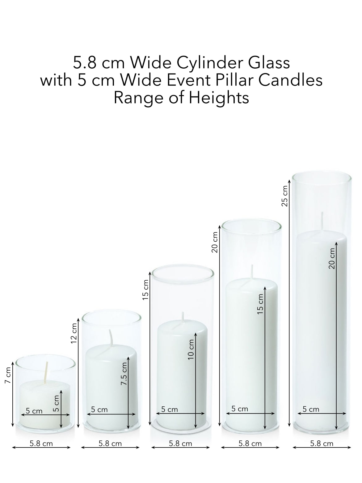White 5cm Event Pillar in 5.8cm Glass Set - Sm Pack of 1