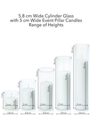 White 5cm Event Pillar in 5.8cm Glass Set - Sm Pack of 1