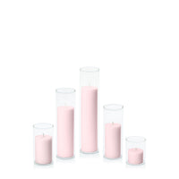 Blush Pink 5cm Pillar in 5.8cm Glass Set - Sm