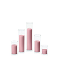 Dusty Pink 5cm Pillar in 5.8cm Glass Set - Sm