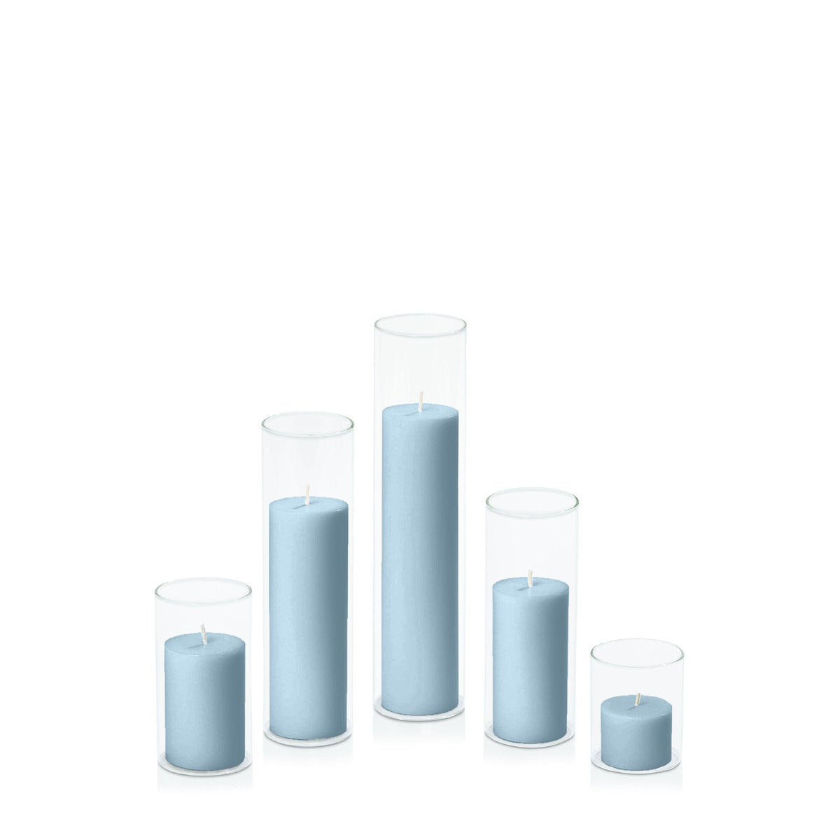 French Blue 5cm Pillar in 5.8cm Glass, Sm - Set of 6