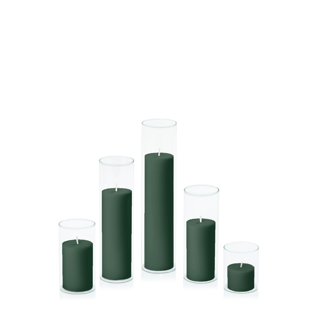 Forest 5cm Pillar in 5.8cm Glass, Sm - Set of 6