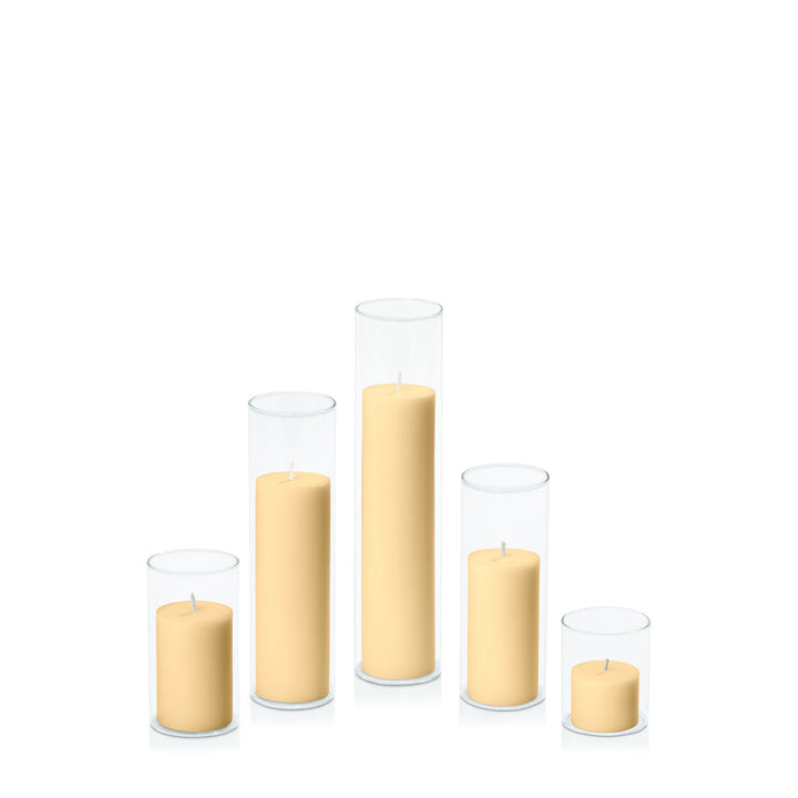Gold 5cm Pillar in 5.8cm Glass, Sm - Set of 6