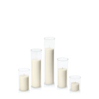 Ivory 5cm Pillar in 5.8cm Glass, Sm - Set of 6
