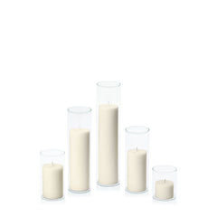 Ivory 5cm Pillar in 5.8cm Glass Set - Sm Pack of 1