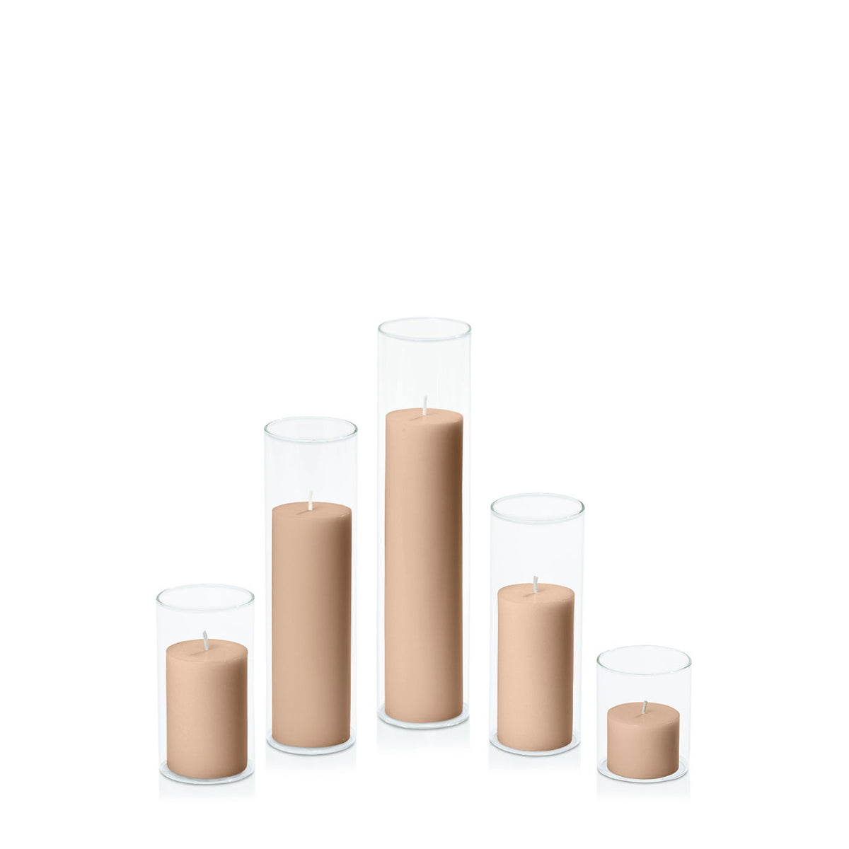 Latte 5cm Pillar in 5.8cm Glass Set - Sm Pack of 1