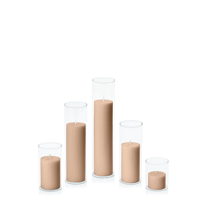 Latte 5cm Pillar in 5.8cm Glass, Sm - Set of 6