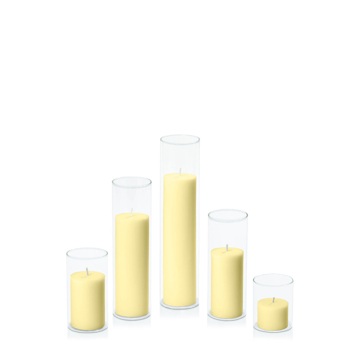 Lemon 5cm Pillar in 5.8cm Glass Set - Sm Pack of 1