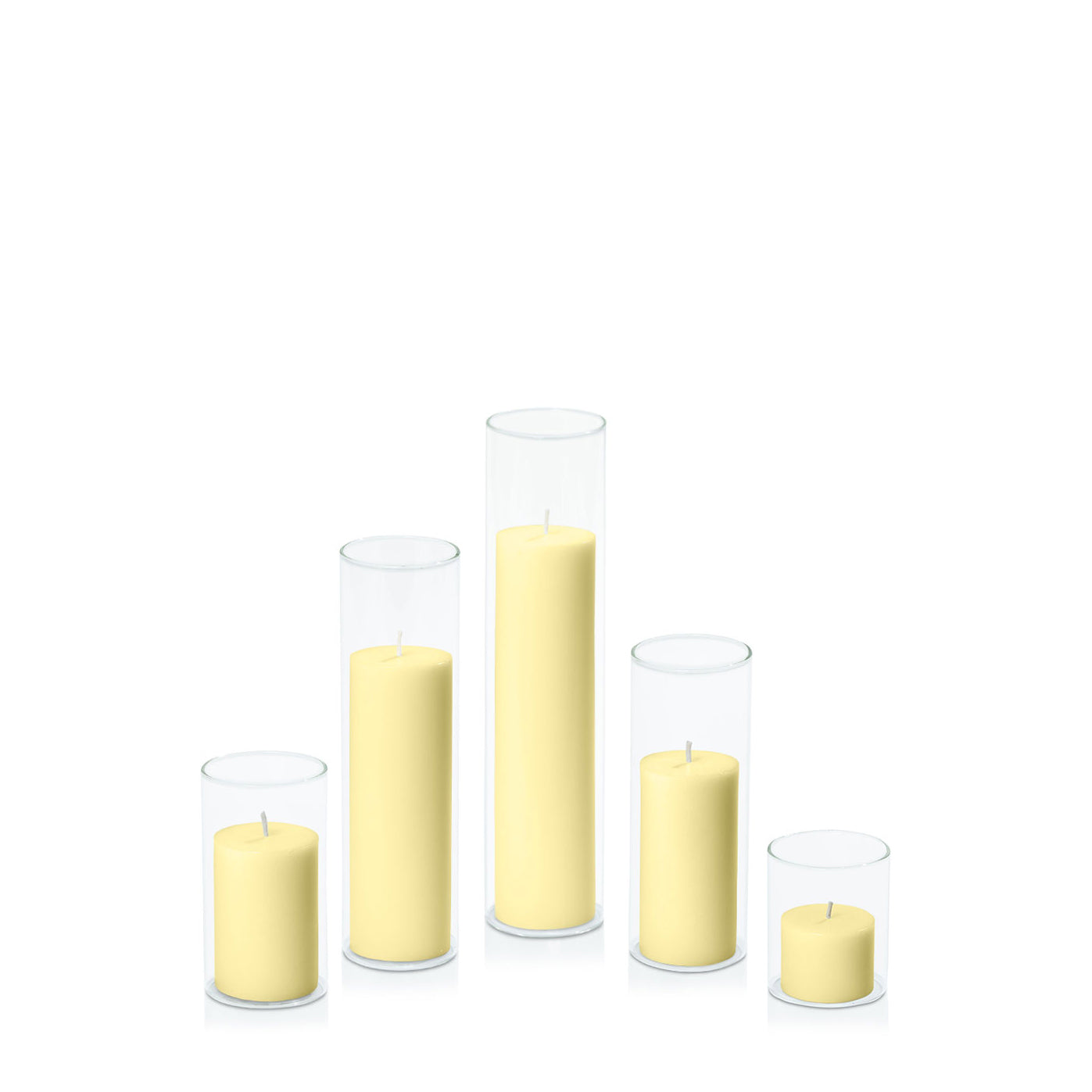 Lemon 5cm Pillar in 5.8cm Glass Set - Sm Pack of 1