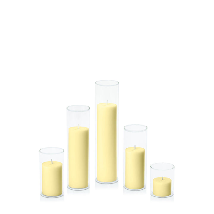 Lemon 5cm Pillar in 5.8cm Glass, Sm - Set of 6