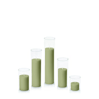 Matcha 5cm Pillar in 5.8cm Glass Set - Sm