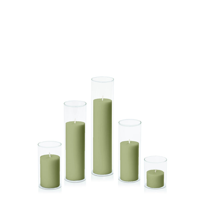 Matcha 5cm Pillar in 5.8cm Glass, Sm - Set of 6
