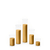 Mustard 5cm Pillar in 5.8cm Glass, Sm - Set of 6