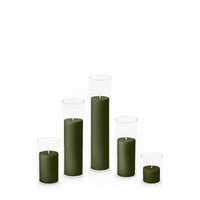Olive 5cm Pillar in 5.8cm Glass, Sm - Set of 6