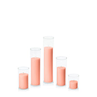 Peach 5cm Pillar in 5.8cm Glass Set - Sm