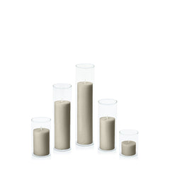 Pale Eucalypt 5cm Pillar in 5.8cm Glass, Sm - Set of 6