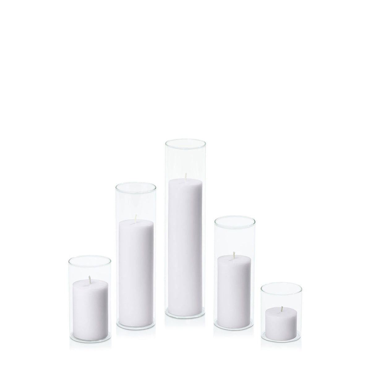 Silver Grey 5cm Pillar in 5.8cm Glass, Sm - Set of 6