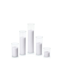 Silver Grey 5cm Pillar in 5.8cm Glass, Sm - Set of 6