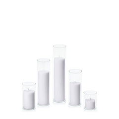 Silver Grey 5cm Pillar in 5.8cm Glass, Sm - Set of 6