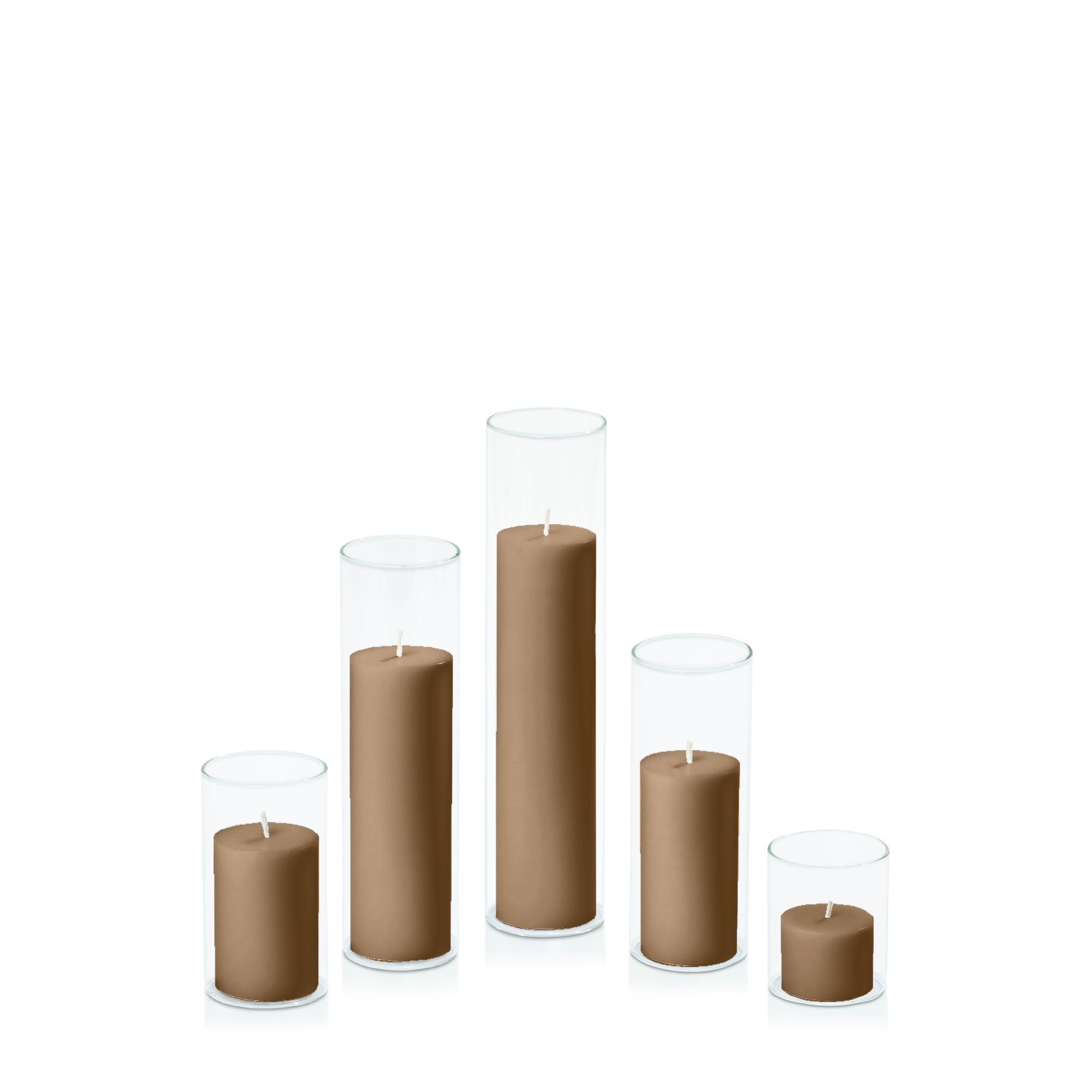 Tiramisu 5cm Pillar in 5.8cm Glass Set - Sm Pack of 1
