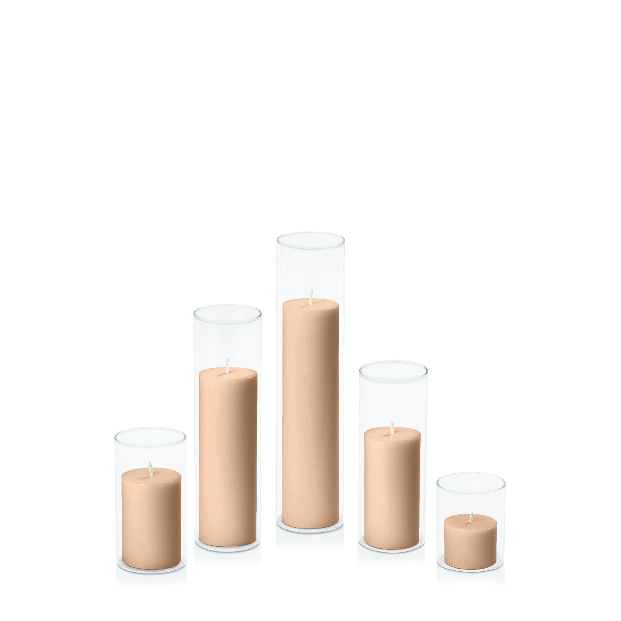 Toffee 5cm Pillar in 5.8cm Glass Set - Sm Pack of 1