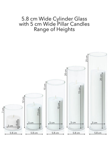 White 5cm Pillar in 5.8cm Glass Set - Sm Pack of 1