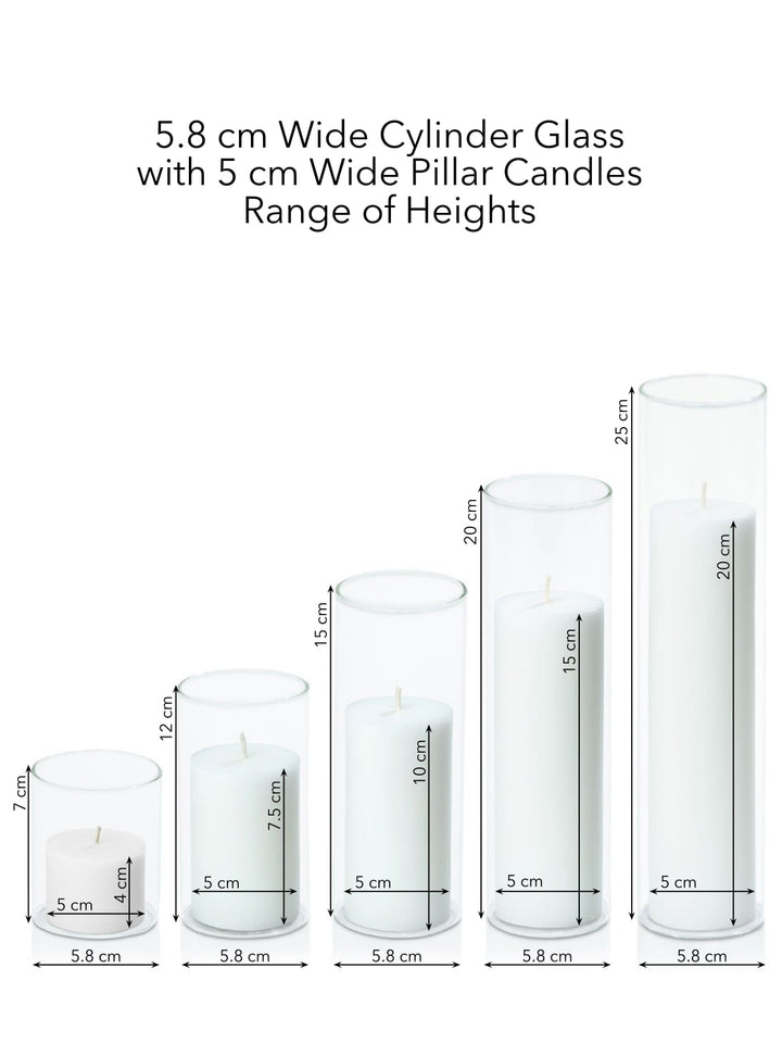 White 5cm Pillar in 5.8cm Glass Set - Sm Pack of 1
