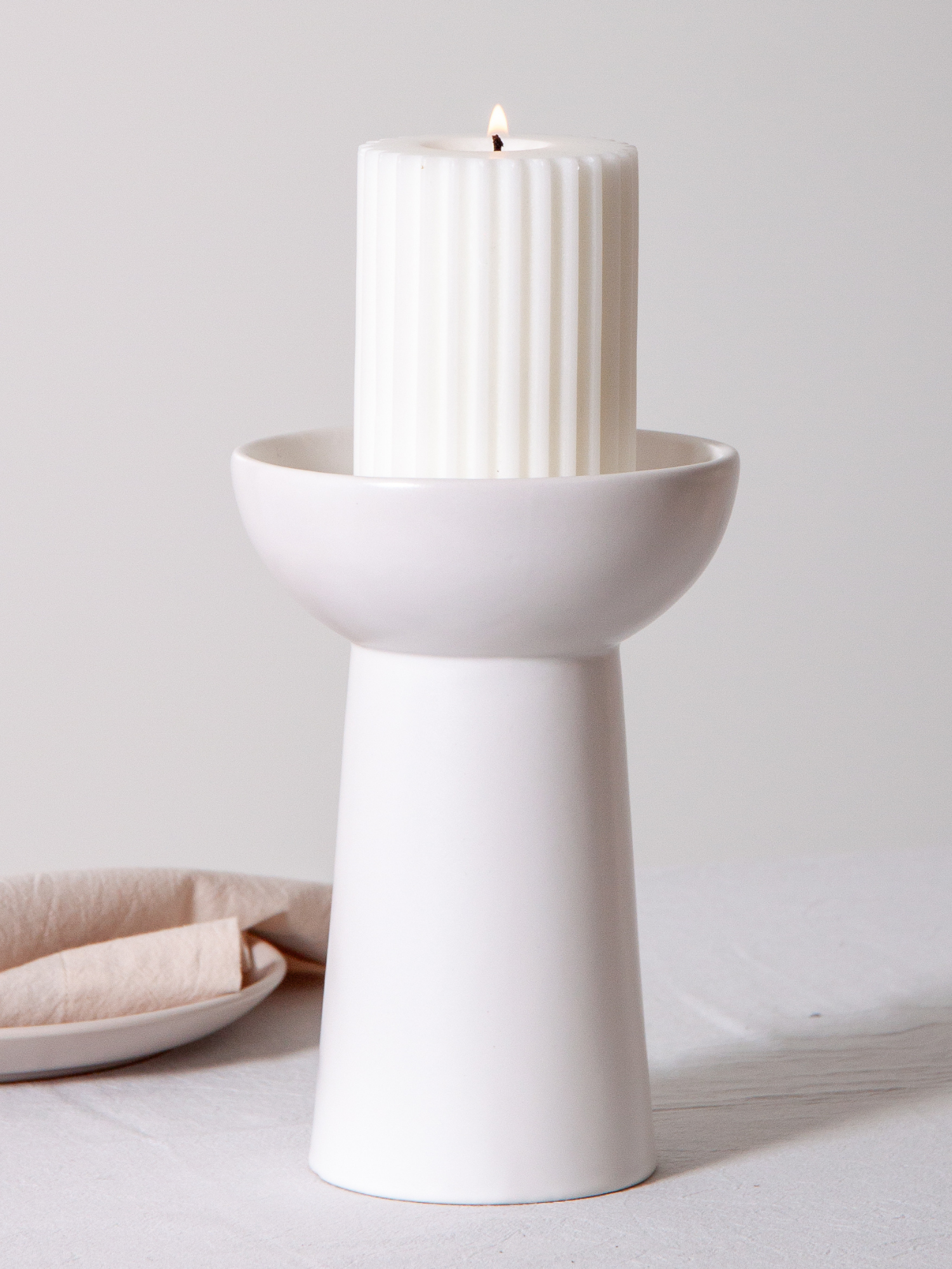 Lace Esme Ceramic Candle Holder - Large Pack of 1