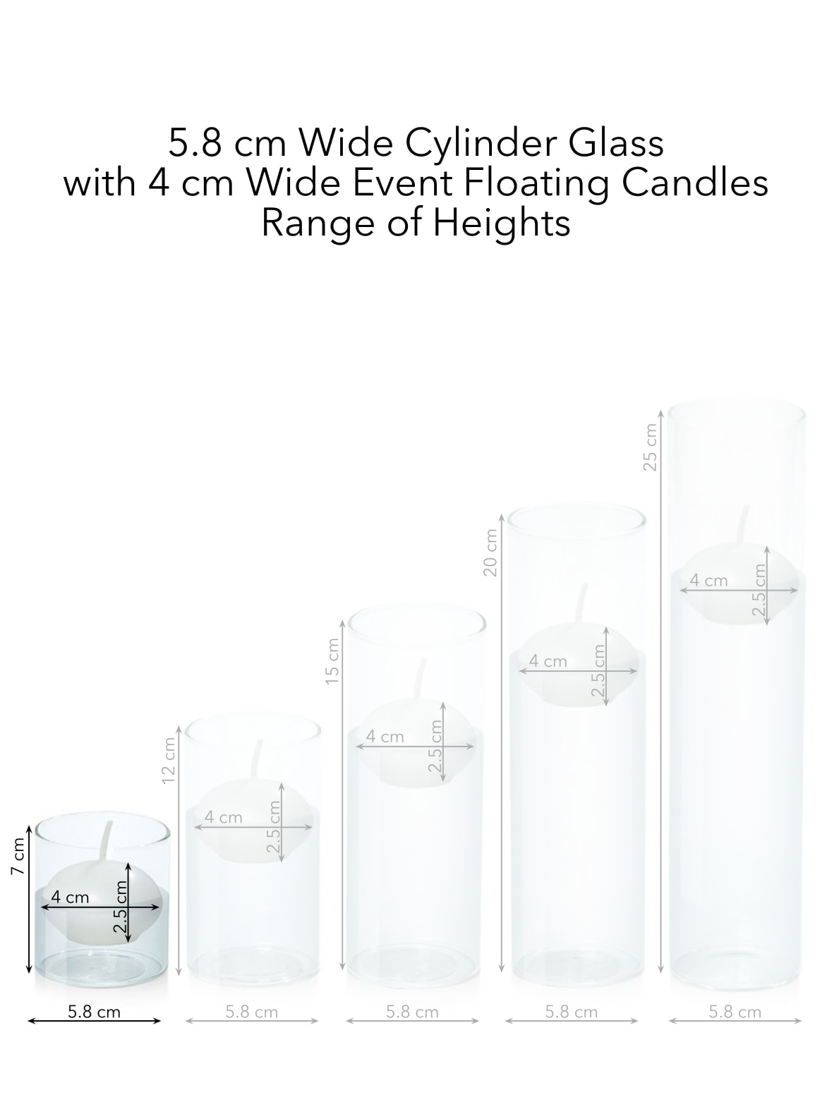 White 4cm Event Floating Candle in 5.8cm x 7cm Glass Pack of 1