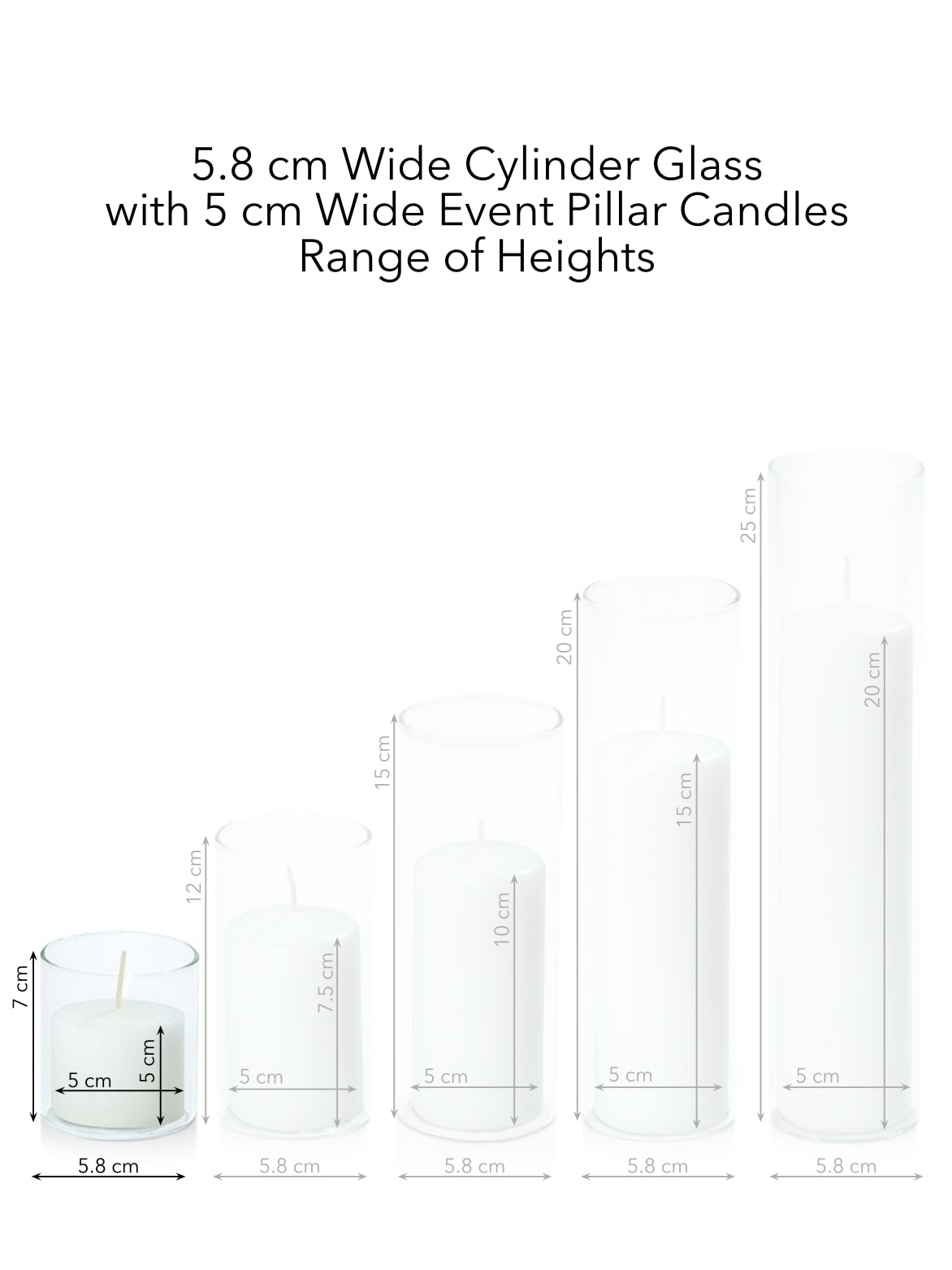 White 5cm x 5cm Slim Event Pillar - Pack of 96