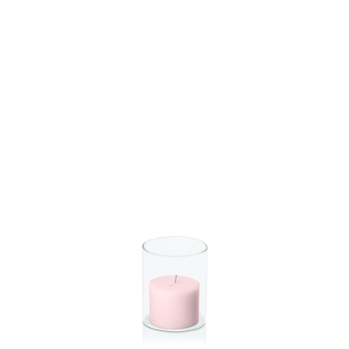 Blush Pink 5cm x 4cm Pillar in 5.8cm x 7cm Glass Pack of 1