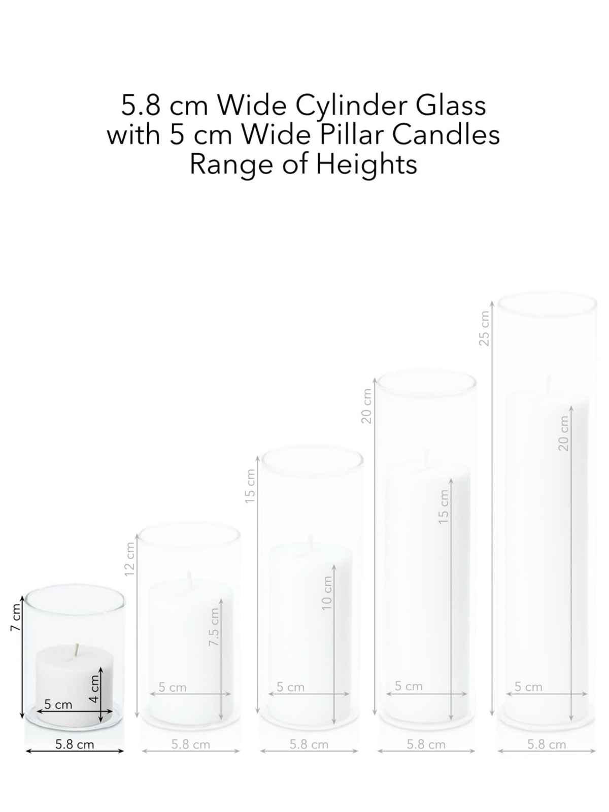 Capri 5cm x 4cm Pillar in 5.8cm x 7cm Glass