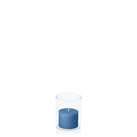 Dusty Blue 5cm x 4cm Pillar in 5.8cm x 7cm Glass