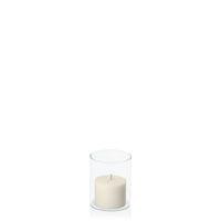 Ivory 5cm x 4cm Pillar in 5.8cm x 7cm Glass