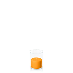 Orange 5cm x 4cm Pillar in 5.8cm x 7cm Glass Pack of 1