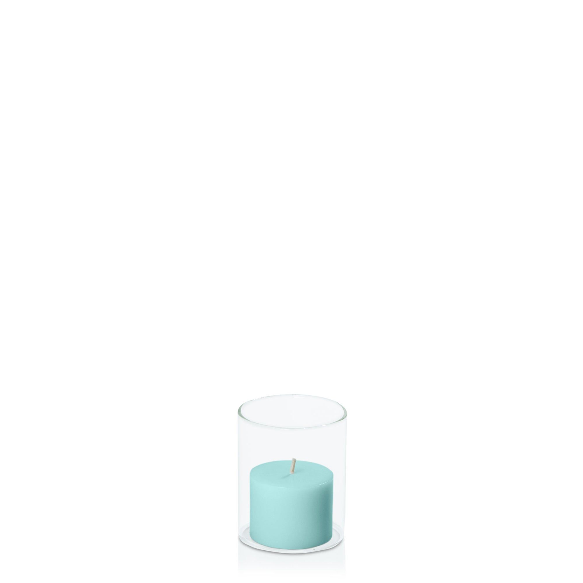 Pastel Teal 5cm x 4cm Pillar in 5.8cm x 7cm Glass Pack of 1