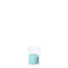 Pastel Teal 5cm x 4cm Pillar in 5.8cm x 7cm Glass Pack of 1