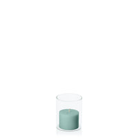 Sage Green 5cm x 4cm Pillar in 5.8cm x 7cm Glass