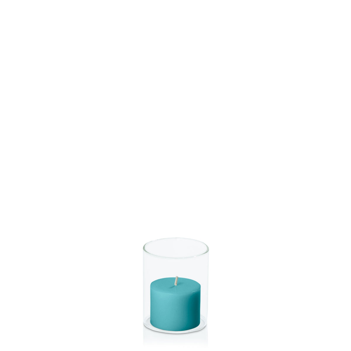Teal 5cm x 4cm Pillar in 5.8cm x 7cm Glass Pack of 1
