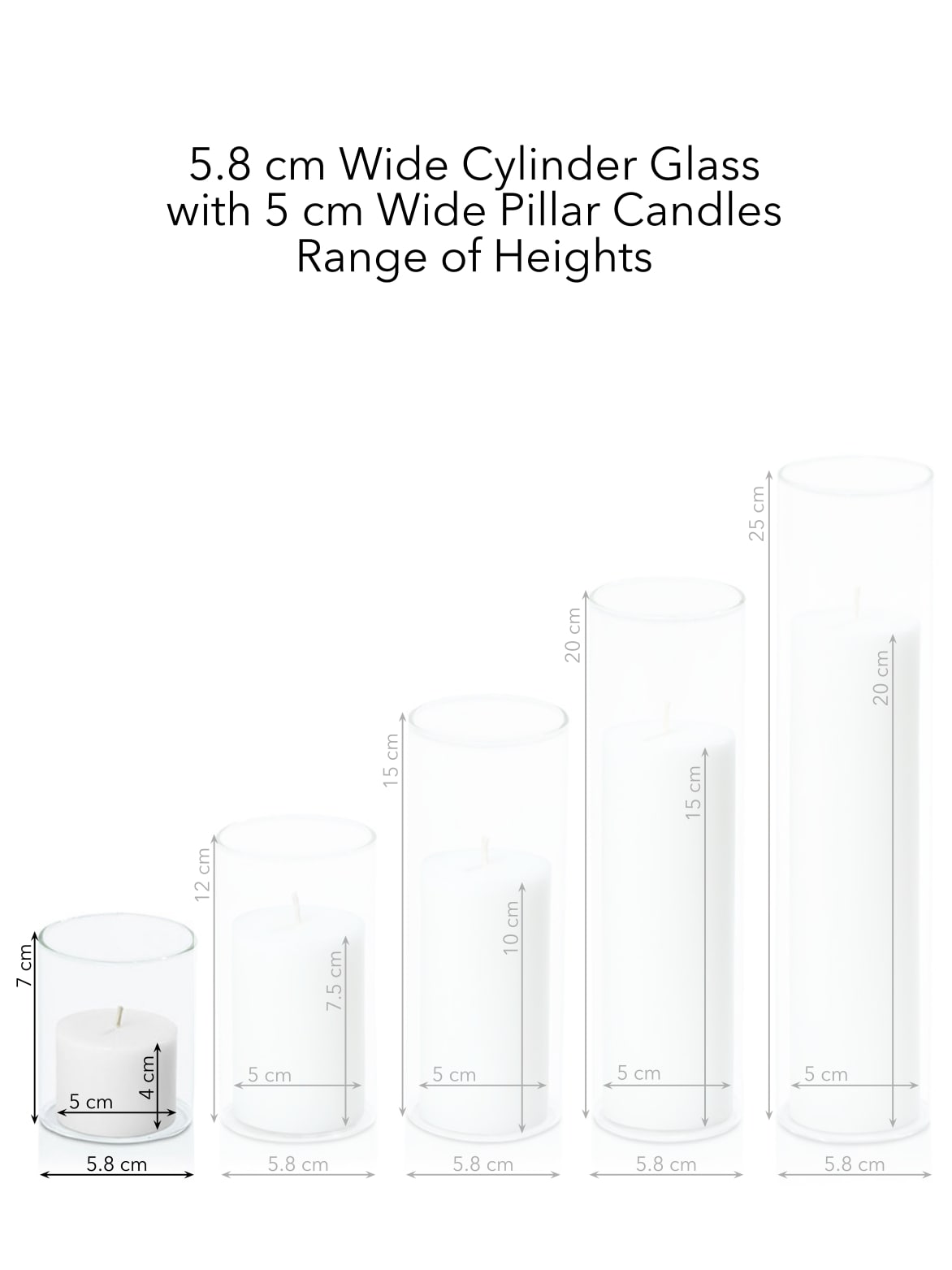 White 5cm x 4cm Pillar in 5.8cm x 7cm Glass Pack of 1