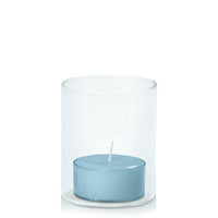 French Blue Tealight in 5.8cm x 7cm Glass
