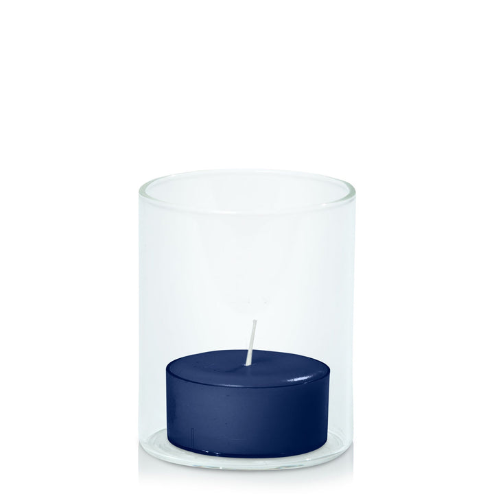 Navy Tealight in 5.8cm x 7cm Glass - Set of 96