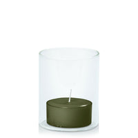 Olive Tealight in 5.8cm x 7cm Glass